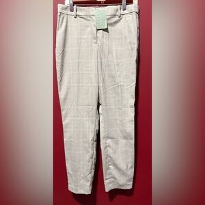 NWT Women’s H&M Beige Checkered Slacks, Size 12
